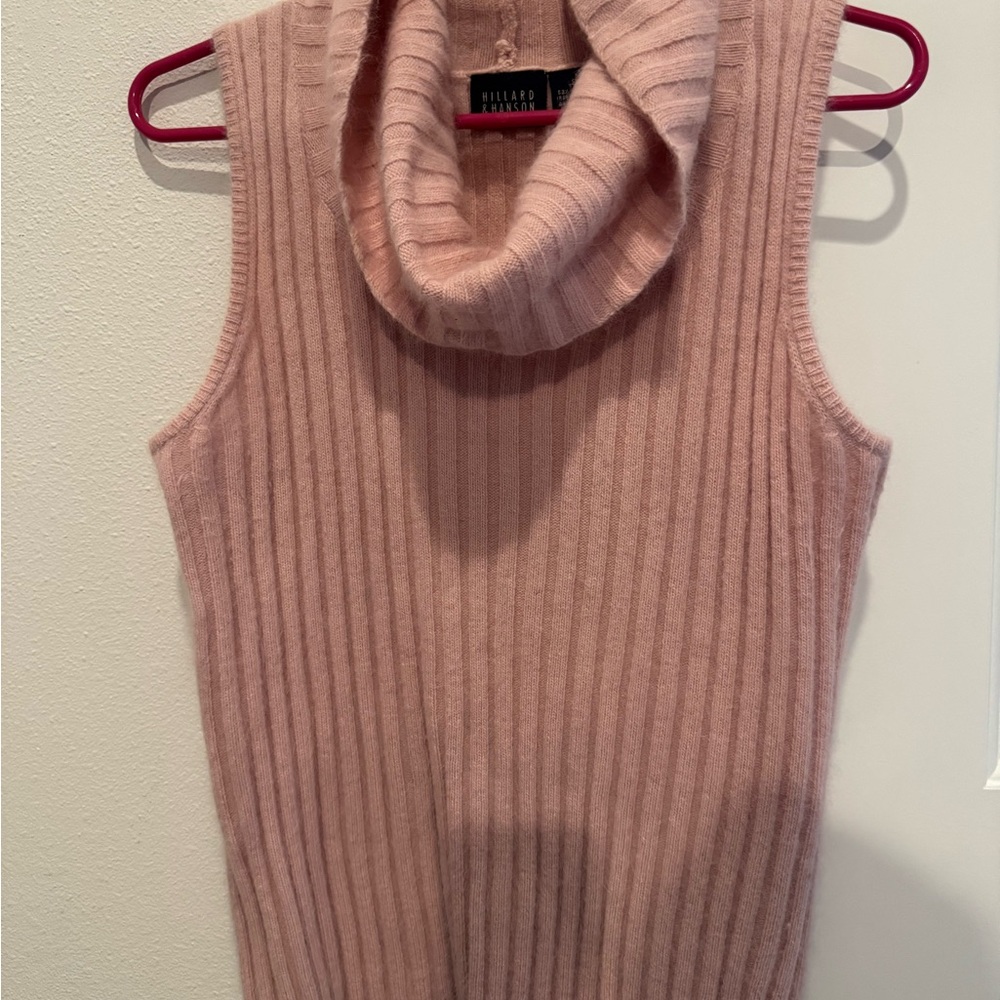 Rabbit Hair Angora Blend Sleeveless Mock Neck Sweater Vest